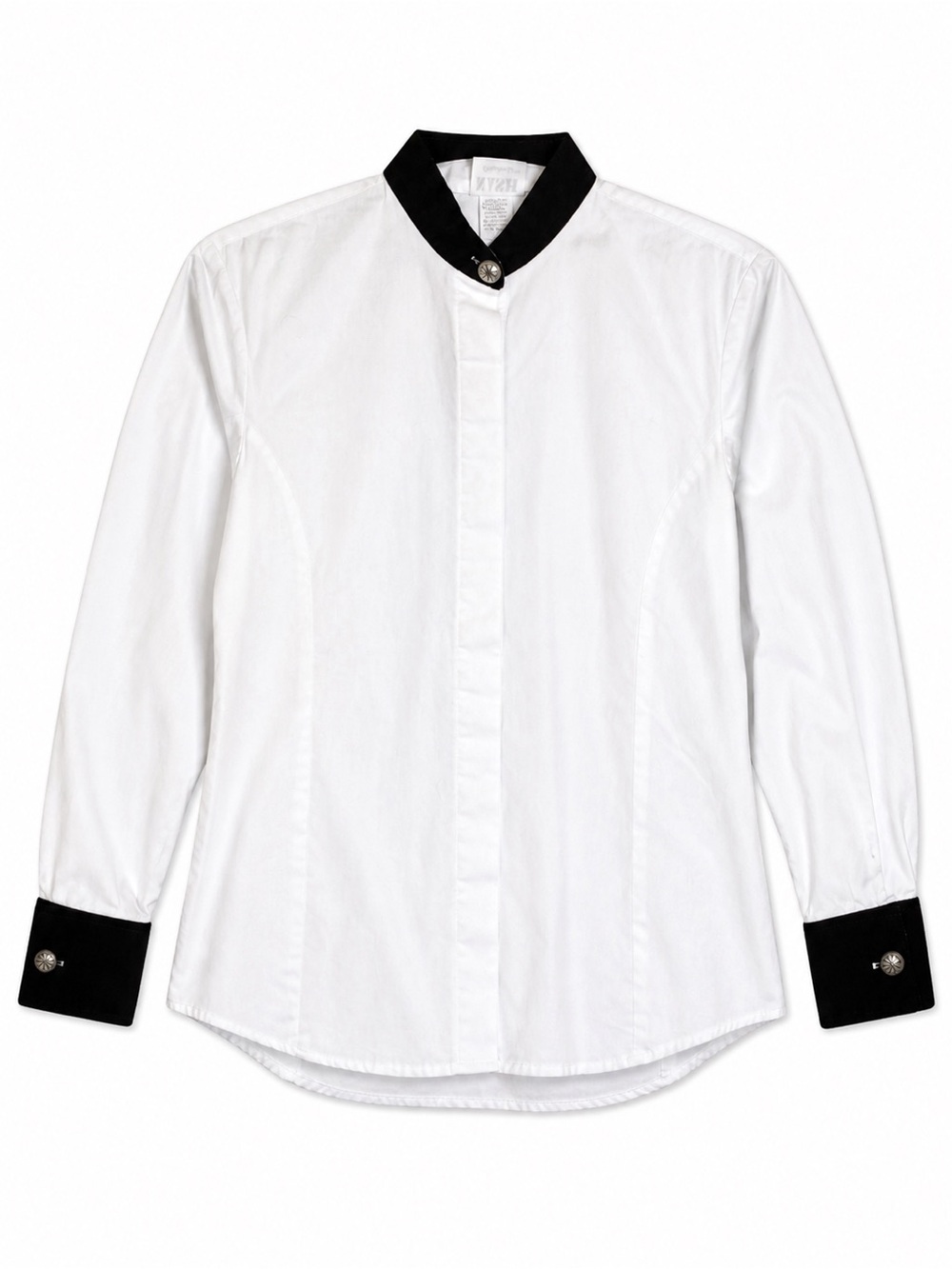 Nash Originals White Western Shirt Black Trim Concho Buttons Size L Vintage